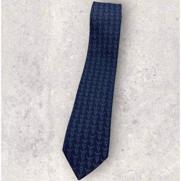 Z ZEGNA Silk Tie ITALY XL Navy Blue Moose W:2.5" EUC - Picture 1 of 6
